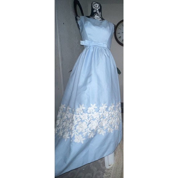 Vtg 50s EMMA DOMB Party Swing Dress Embroidered Fit Flare Tulle lined Xs - Picture 6 of 16